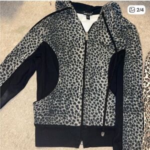 Bebe Leopard Print Zip-Up hoodie jacket